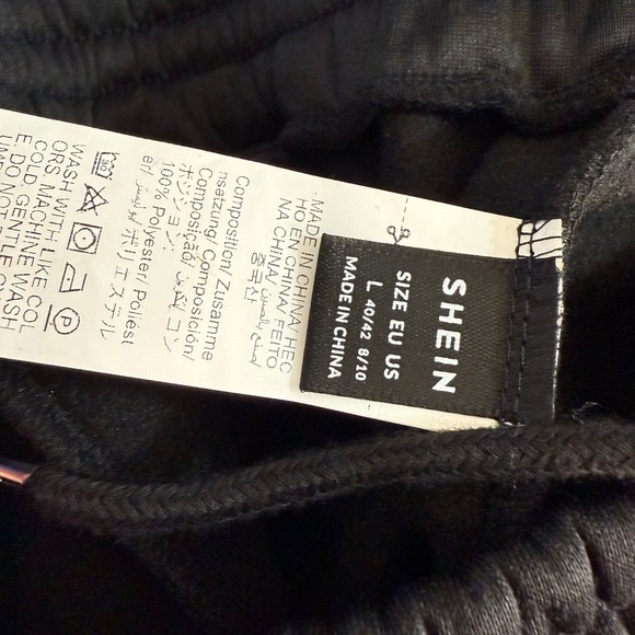 SHEIN‎ Black Wide Leg Sweatpants Drawstring Waist Loungewear Pants Women's L - Picture 3 of 3